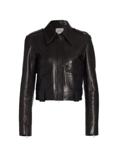Shop Khaite Cordelia Moto Leather Jacket In Black