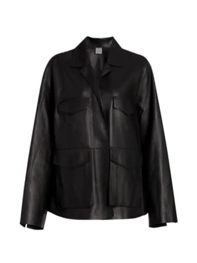 Shop Totême Avignon Leather Jacket In Black