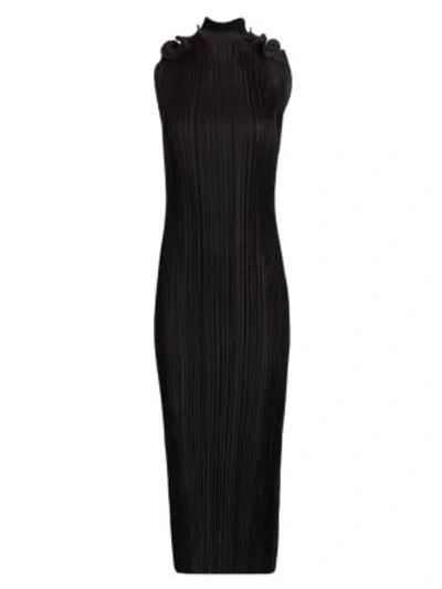 Shop Totême Mazarron Sleeveless Garment Pleated Midi Dress In Black