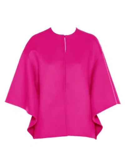 Shop Valentino Wool & Cashmere Cape Top In Shocking Pink