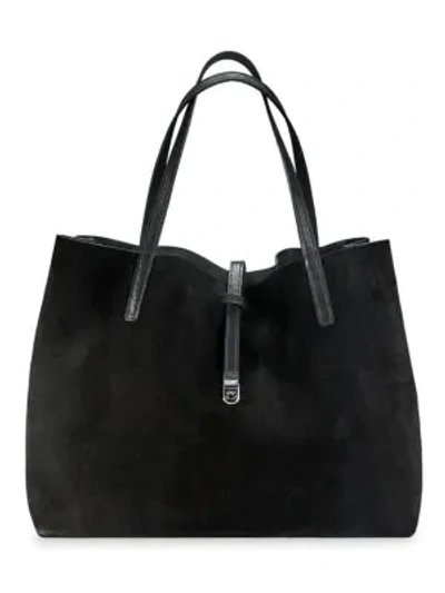 Shop Gigi New York Luna Reversible Metallic Leather & Suede Tote In Black