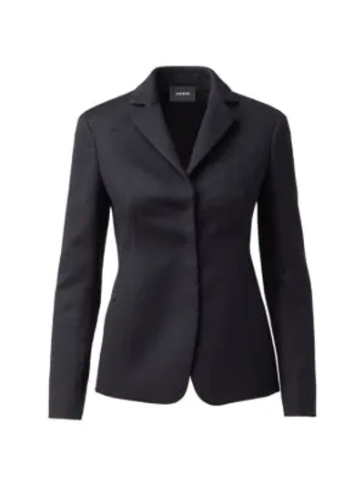 Shop Akris Women's Leather-collar Cashmere Jacket In Noir