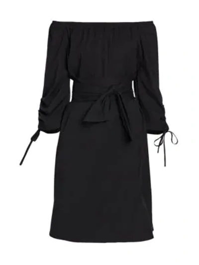 Shop Lafayette 148 Classic Stretch Cotton Keene Dress In Black