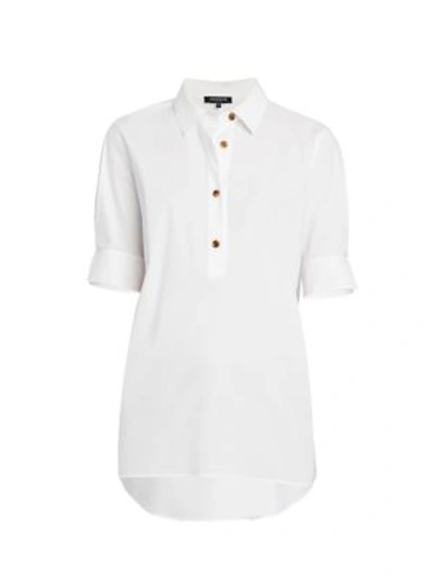 Shop Lafayette 148 Stretch Cotton Boyes Shirt In White