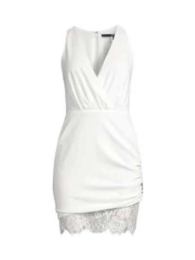 Shop Jay Godfrey Clifford Ruched Lace Dress In Light Ivory