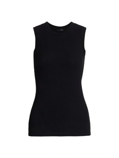 Shop Atm Anthony Thomas Melillo Micromodal Wide Ribbed Top In Black