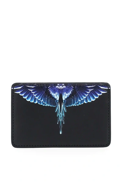 Shop Marcelo Burlon County Of Milan Diagonal Wings Card Holder In Black,blue