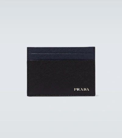 Shop Prada Saffiano Leather Card Case In Black