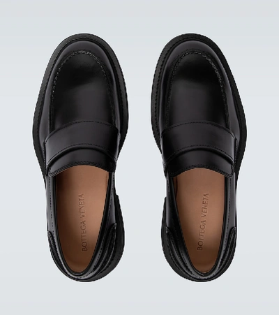 Shop Bottega Veneta Brushed Leather Loafers In Black
