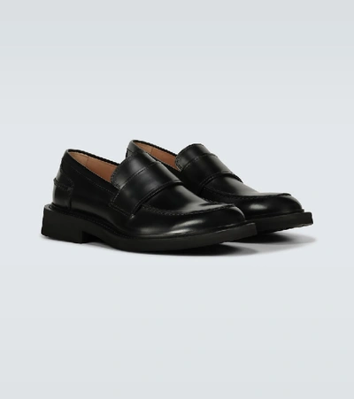 Shop Bottega Veneta Brushed Leather Loafers In Black