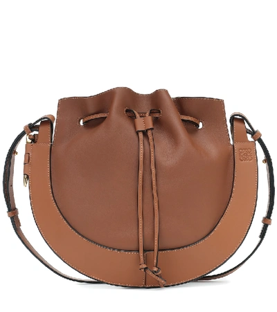 Shop Loewe Horseshoe Medium Leather Shoulder Bag In Brown