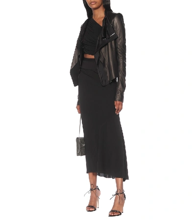Shop Norma Kamali Gathered One-shoulder Crop Top In Black