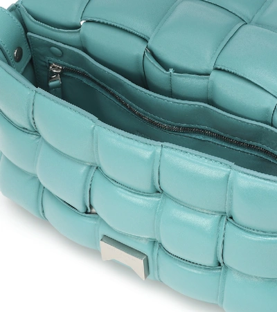 Shop Bottega Veneta Padded Cassette Leather Shoulder Bag In Turquoise
