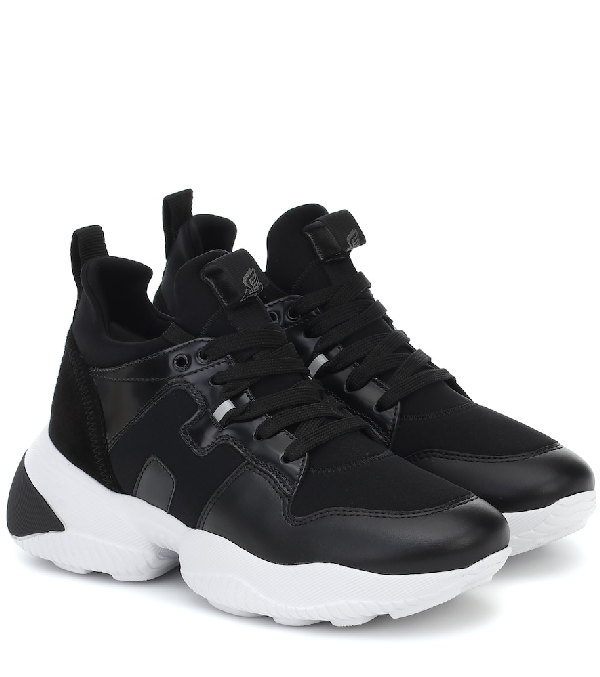 Hogan Sneaker Interaction H487 Model In Black Leather And Fabric ...