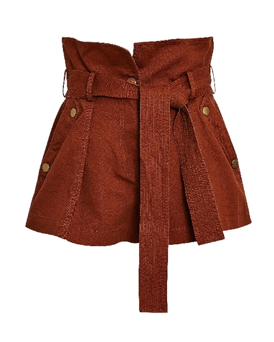 Shop Ulla Johnson Elliott Tie-waist Cotton Shorts In Brown