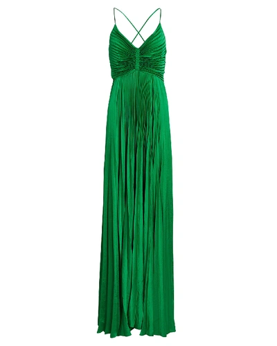 Shop A.l.c Aries Pleated Cut-out Gown In Green