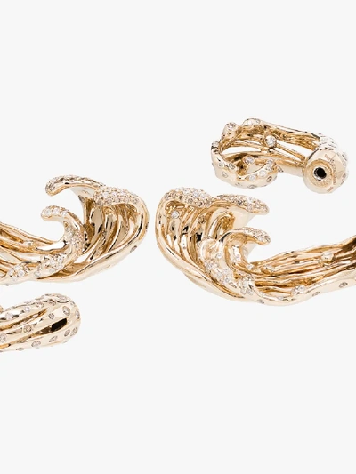 Bibi Van Der Velden 18kt Yellow Gold Wave Diamond Earrings In Gold