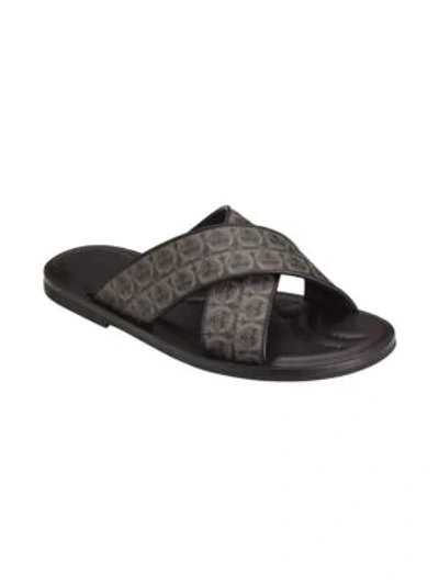 Shop Ferragamo Men's Sion 3 Crisscross Logo Sandals In Grey Black