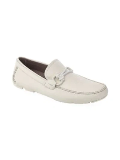 Shop Ferragamo Men's Front 4 Leather Driving Loafers In Off White