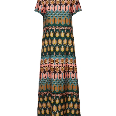La Doublej Swing Geometric Print Dress In Rio Verde