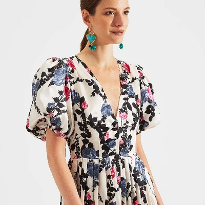 La Doublej Persephone Floral-print Silk Maxi Dress In Winter Rose