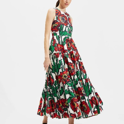 Shop La Doublej Sleeveless Big Dress In Big Blooms Bianco