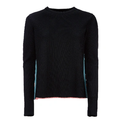 La Doublej Colorblocked Ribbed Sweater In Nero Rio Verde | ModeSens
