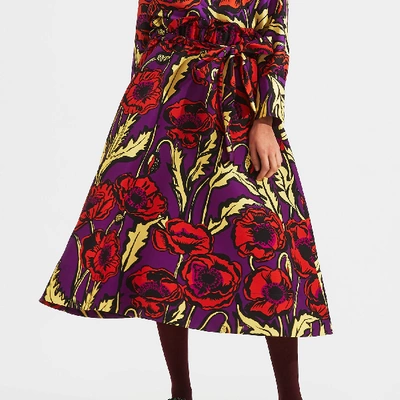 Shop La Doublej Sardegna Skirt In Big Blooms Viola