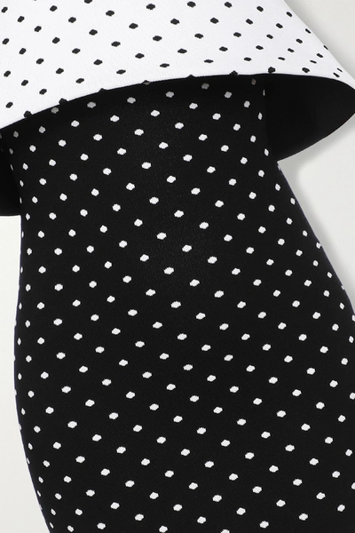 Shop Balmain Strapless Polka-dot Jacquard-knit Mini Dress In Black