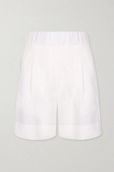 Shop Asceno Zurich Organic Linen Shorts In White