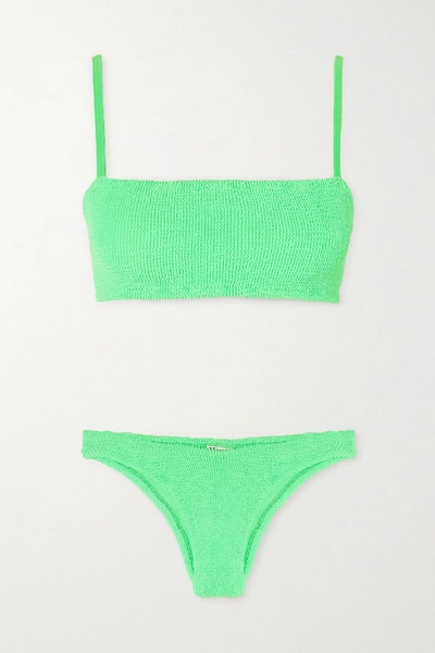 Shop Hunza G Net Sustain Gigi Seersucker Bikini In Bright Green