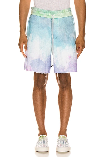 Shop Amiri Watercolor Print Sweat Shorts In Multi-color