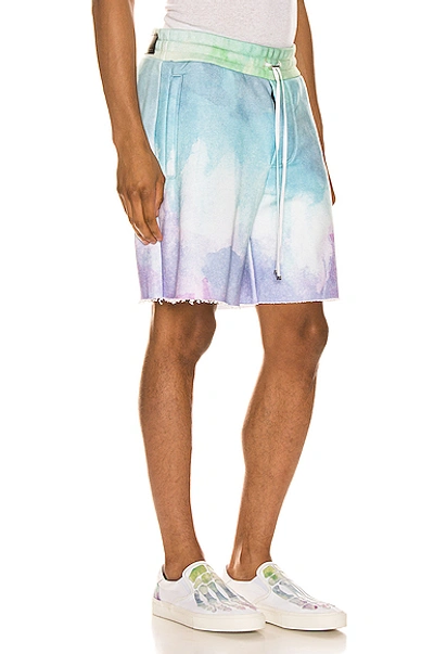 Shop Amiri Watercolor Print Sweat Shorts In Multi-color