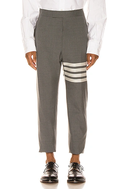 Shop Thom Browne 4 Bar Backstrap Trouser Cropped In Medium Grey