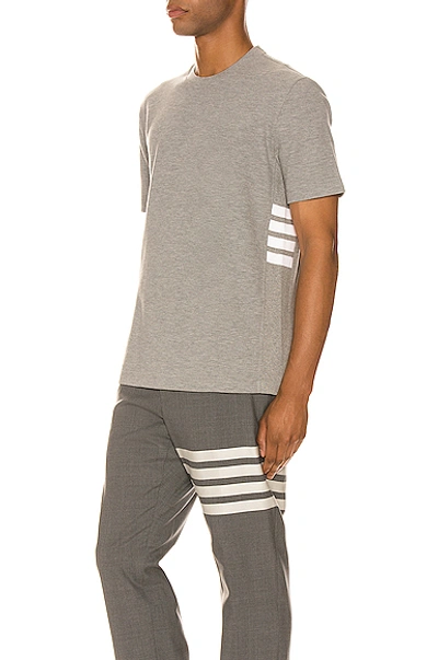 Thom Browne 4 Bar Short Sleeve Cuff Tee In Light Grey