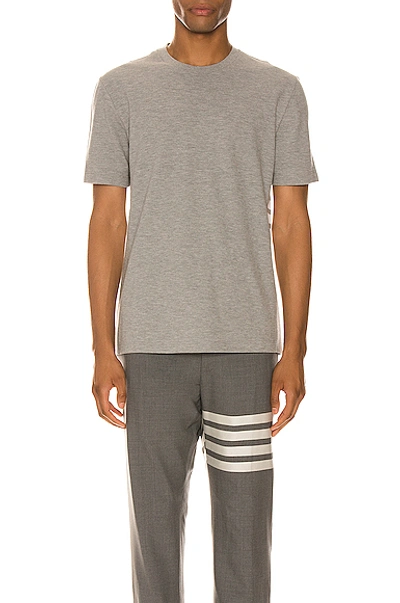 Thom Browne 4 Bar Short Sleeve Cuff Tee In Light Grey