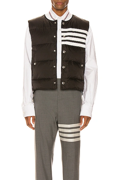 Shop Thom Browne Downfilled 4 Bar Snap Front Vest In Black