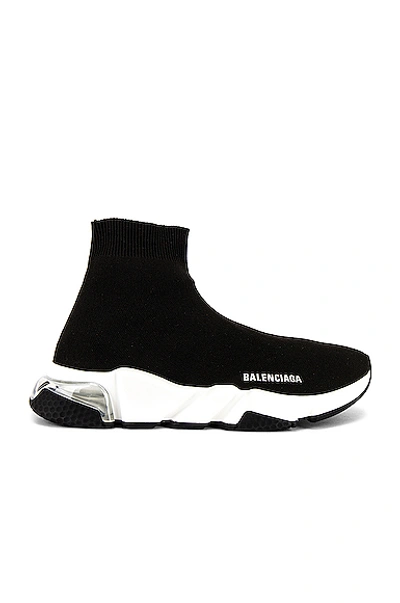 Shop Balenciaga Speed Light Sneaker In Black & White & Clear