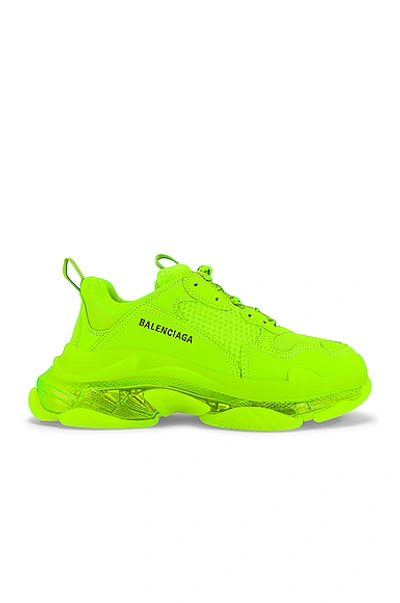 Shop Balenciaga Triple S Clear Sole In Fluo Yellow