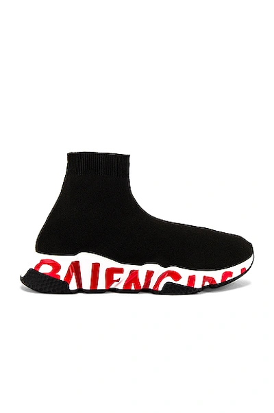 Shop Balenciaga Speed Lt Sneaker In Black & White & Red