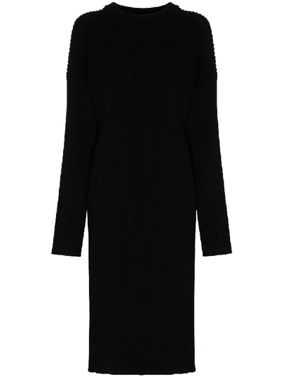 Shop Bottega Veneta Cut-out Knee-length Sweater Dress In Black