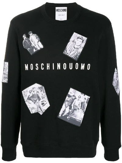 Shop Moschino Photo Prints Sweatshirt In Black