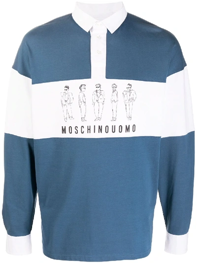 Shop Moschino Characters-print Polo Shirt In Blue