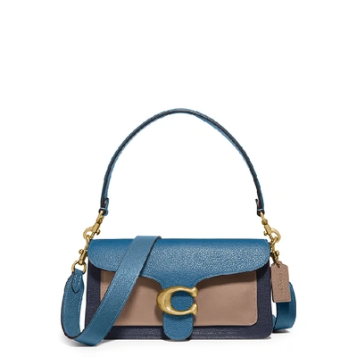Shop Coach Tabby 26 Colour-blocked Leather Shoulder Bag In Blue