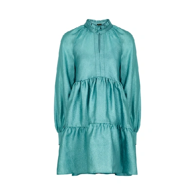 Shop Stine Goya Jasmine Metallic Aqua Mini Dress