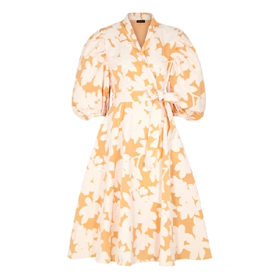 Shop Stine Goya Belinda Cotton-blend Jacquard Wrap Dress In Orange