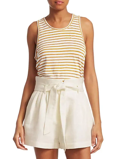 Shop Frame Women's Linen Striped Tank Top In Marigold Multi