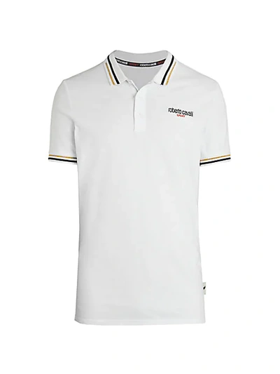 Shop Roberto Cavalli Sport Piqu&eacute; Polo Shirt In Optic White