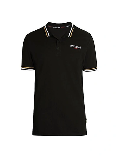 Shop Roberto Cavalli Sport Piqu&eacute; Polo Shirt In Black