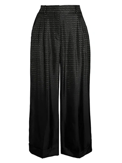 Shop Fendi Kimono Wide-leg Crop Trousers In Black Multi